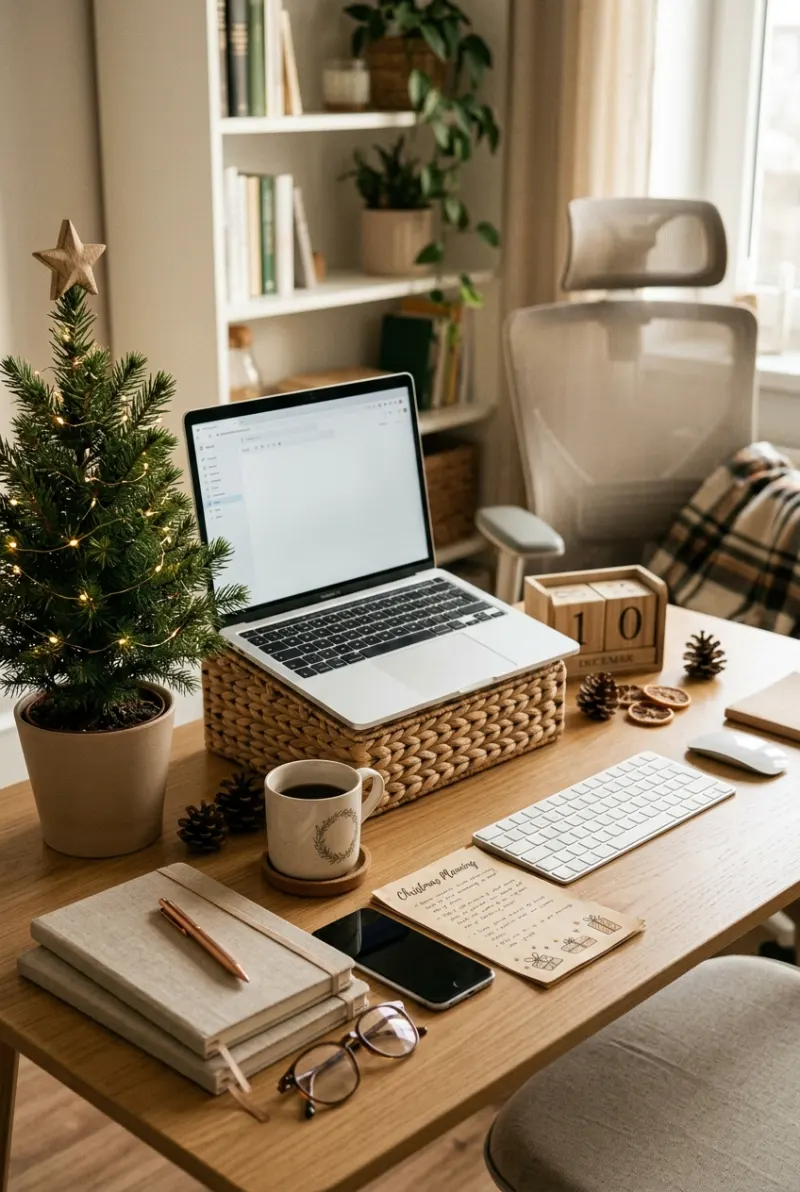 Christmas blogging workspace