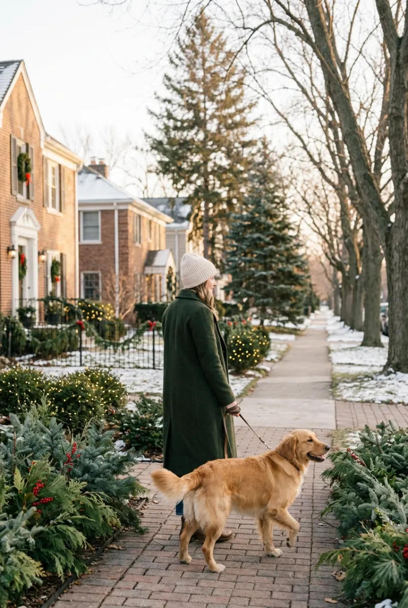Christmas dog walking
