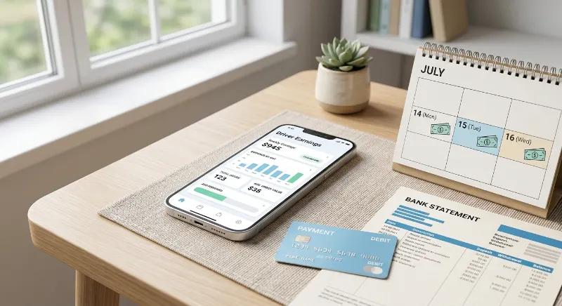DoorDash weekly payment schedule showing Monday payout processing and bank deposit days.